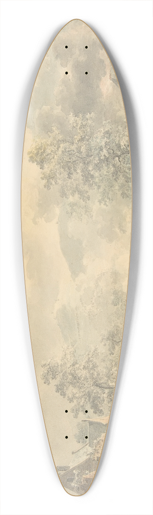 Dirk Langendijk - Battle Scene with Church at left 39.3 inch art pintail longboard deck