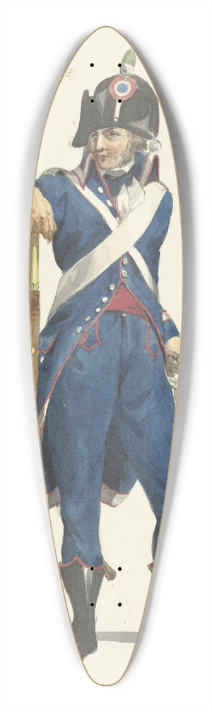 Dirk Langendijk - Member of the Rotterdam armed citizen force with a rifle 39.3 inch art pintail longboard deck Dirk Langendijk - Member of the Rotterdam armed citizen force with a rifle 39.3 inch art pintail longboard deck