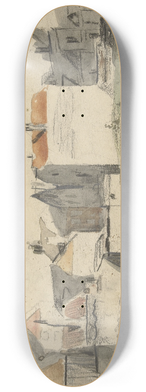 Carel Jacobus Behr - Buitenkant van een stad in aanbouw 8.25 inch art skate deck