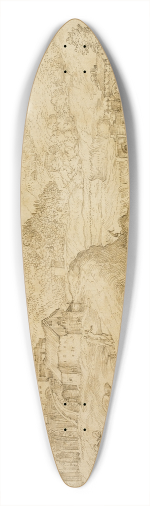 Domenico Campagnola - River Landscape with Saint Roch and a Child Traveling with Dog 39.3 inch art pintail longboard deck