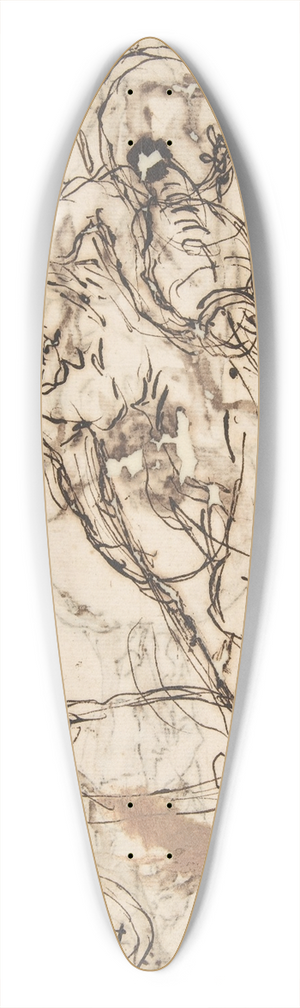 Domenico Gargiulo - Reclining River God, a Goats Head, and Studies of Heraldic Emblems 39.3 inch art pintail longboard deck