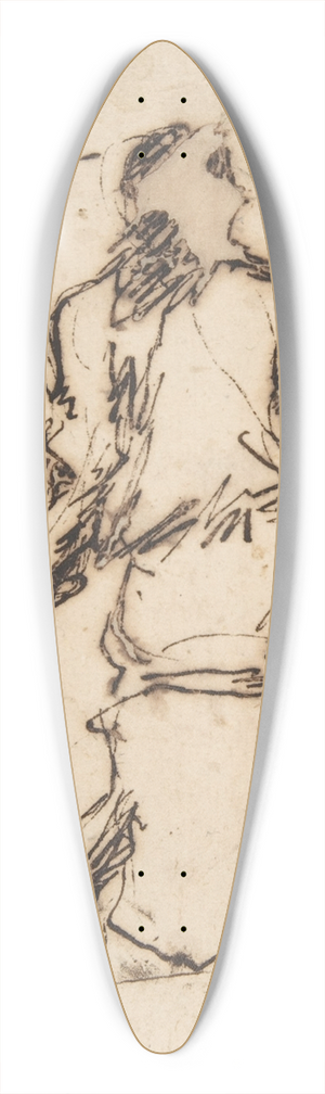 Domenico Gargiulo - Seated Figure Receiving an Object Presented by a Smaller Figure 39.3 inch art pintail longboard deck