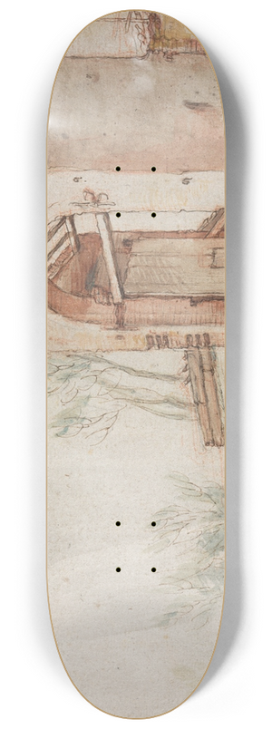 Abraham Bloemaert - Bridge and Gate (verso) 8.25 inch art skate deck