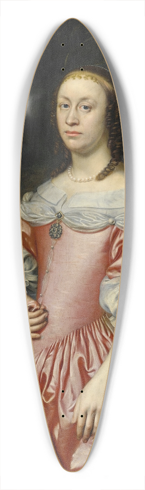 Dutch School - Portrait of alady in a pink dress 39.3 inch art pintail longboard deck