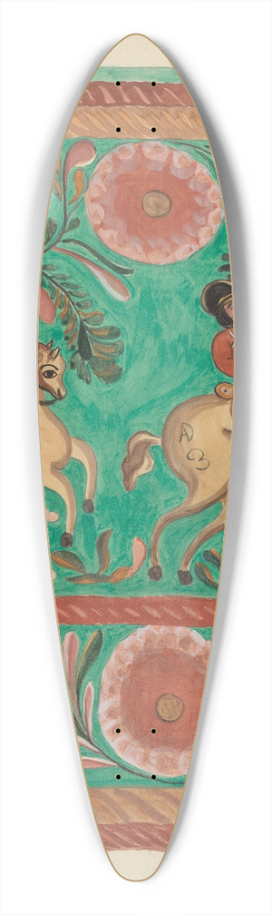 E. Boyd - Chest of Native Pine, Painted in Oil 39.3 inch art pintail longboard deck