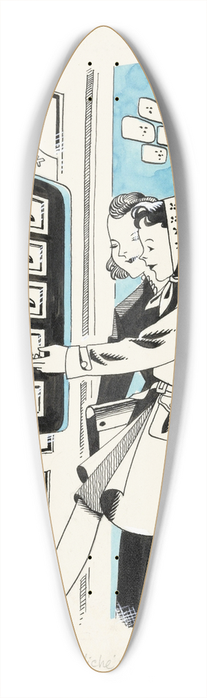 Eddy de Smet - Marjo bij een loket met gebak 39.3 inch art pintail longboard deck