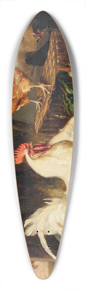 Edgar Hunt - Chickens and cockerel in a barn 39.3 inch art pintail longboard deck