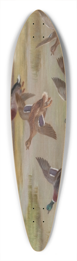Edgar Hunt - Ducks in Flight 39.3 inch art pintail longboard deck