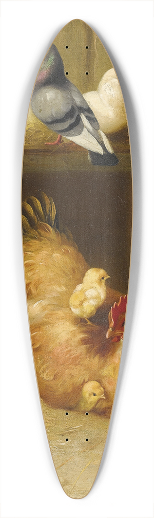 Edgar Hunt - Pigeons And Chicks With Mother Hen 39.3 inch art pintail longboard deck