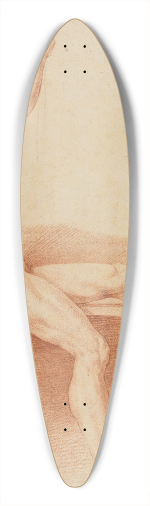 Edm Bouchardon - Sitzender mnnlicher Akt nach rechts mit hochgelegtem linkem Bein und erhobenem rechtem Arm 39.3 inch art pintail longboard deck