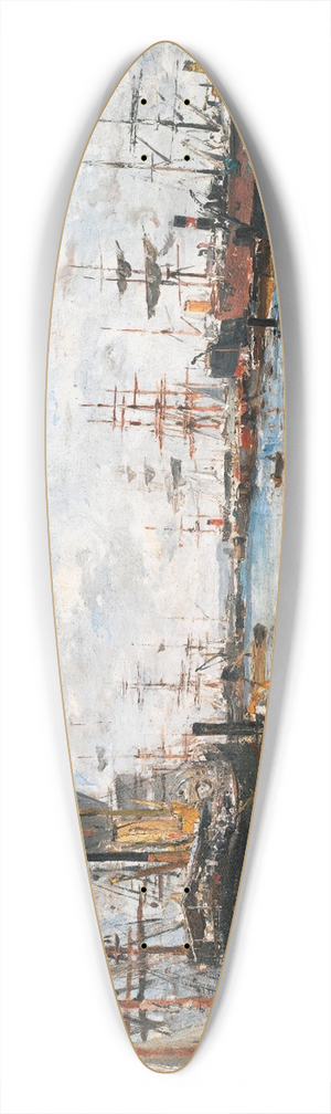 Edmond-Marie Petitjean - Bateaux en Rade 39.3 inch art pintail longboard deck Edmond-Marie Petitjean - Bateaux en Rade 39.3 inch art pintail longboard deck