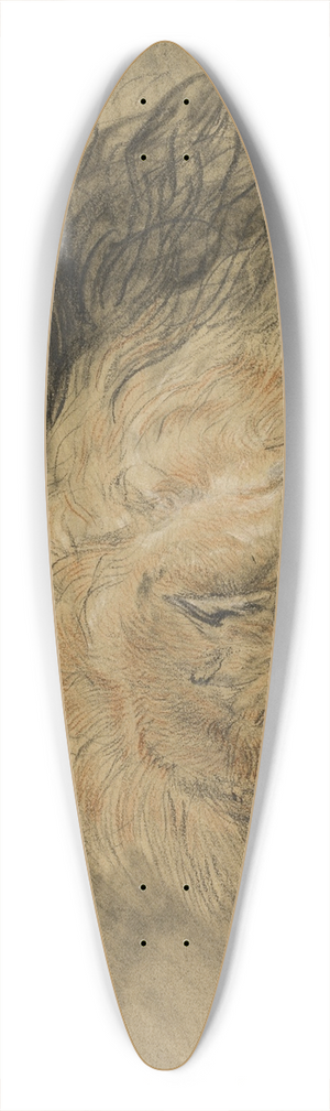 Edm Saint-Marcel - Lions Head and Sketch of a Lion 39.3 inch art pintail longboard deck Edm Saint-Marcel - Lions Head and Sketch of a Lion 39.3 inch art pintail longboard deck