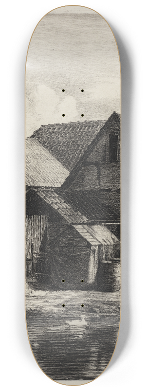 Carl Bloch - Old houses, from Hellebk 8.25 inch art skate deck