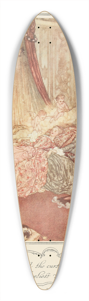 Edmund Dulac - And there, on a bed the curtains of which were drawn wide he beheld the loveliest vision he had ever seen 39.3 inch art pintail longboard deck