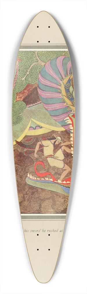 Edmund Dulac - Drawing bis sword, he rushed at the monster 39.3 inch art pintail longboard deck