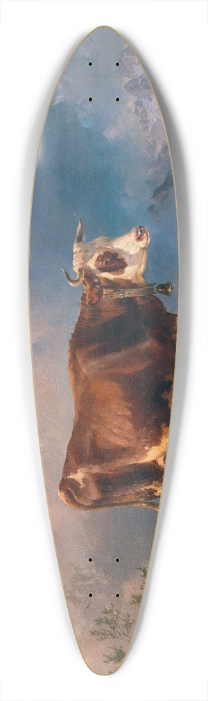 Edmund Mahlknecht - A Cow with a Calf in an Alpine Pasture, in the Background the Dachstein massif 39.3 inch art pintail longboard deck