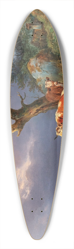 Edmund Mahlknecht - A Shepherdess with Two Cows in a Vast Landscape 39.3 inch art pintail longboard deck