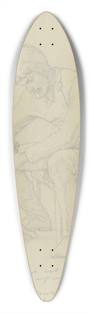 Eduard von Steinle - Der sprechende Hund zu Rdesheim, ein Mann mit dem Hund an einem Tisch sitzend 39.3 inch art pintail longboard deck