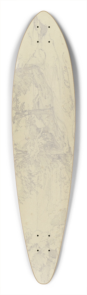 Eduard Wilhelm Pose - Italienische Landschaft mit einem Brunnen an der Strae 39.3 inch art pintail longboard deck