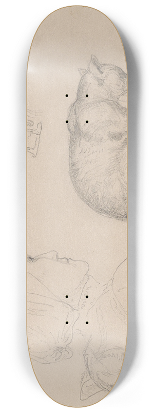 Adolph Tidemand - Kvinnefigur; katter; kvinnesal 8.25 inch art skate deck