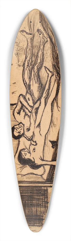 Edvard Munch - The Dead Lovers (Double Suicide) 39.3 inch art pintail longboard deck