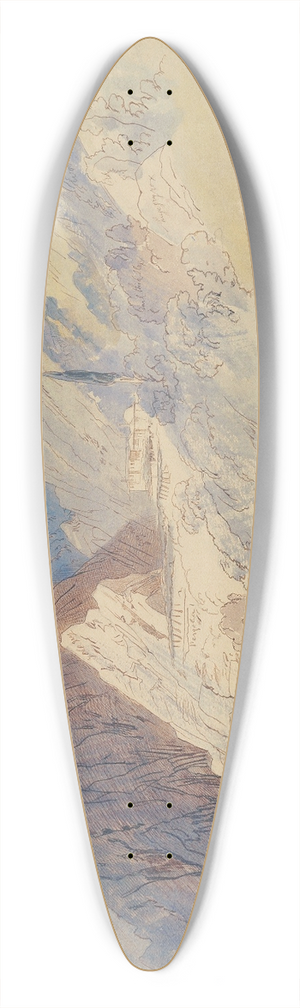 Edward Lear - The Monastery of St Nilus, Mount Athos 39.3 inch art pintail longboard deck