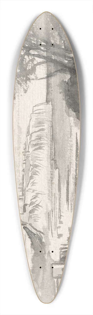 Edward Lear - View across a Bay (Monaco) 39.3 inch art pintail longboard deck