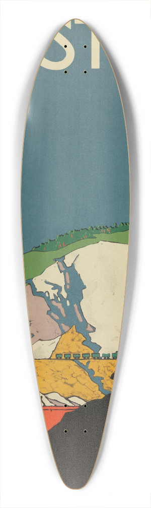 Edward McKnight Kauffer - Godstone, London Underground 39.3 inch art pintail longboard deck