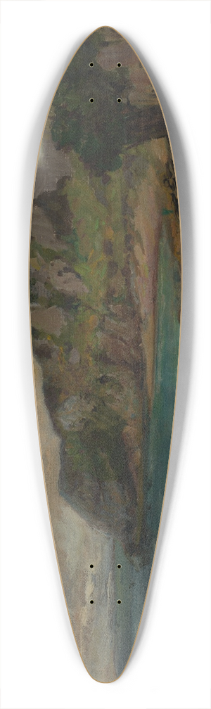 Edward Mitchell Bannister - Rocks at Newport 39.3 inch art pintail longboard deck