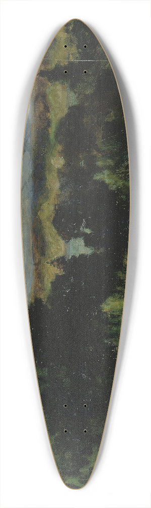 Edward Mitchell Bannister - Untitled (landscape, fields with rocks and trees) 39.3 inch art pintail longboard deck