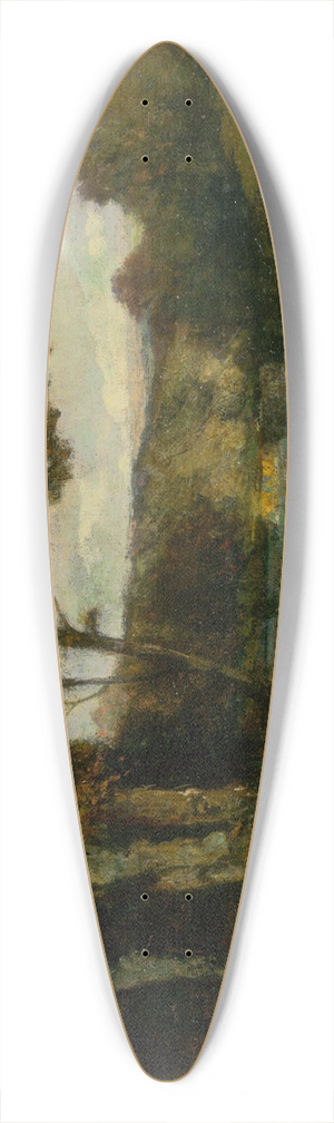 Edward Mitchell Bannister - Untitled (landscape, trees near river) 39.3 inch art pintail longboard deck