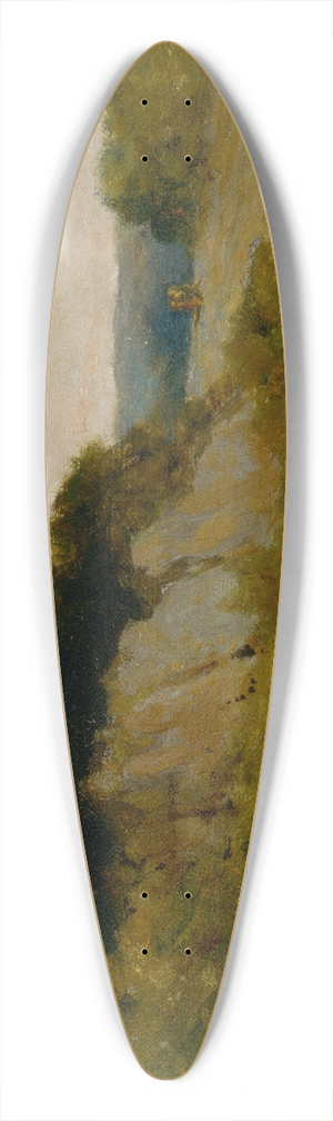 Edward Mitchell Bannister - Untitled (landscape with two cows) 39.3 inch art pintail longboard deck