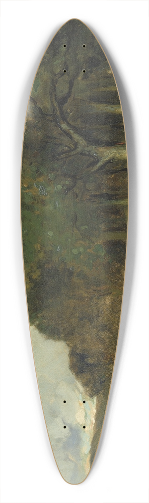 Edward Mitchell Bannister - Untitled (man on path with trees in background) 39.3 inch art pintail longboard deck