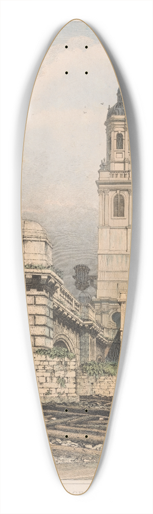 Edward William Cooke - Part of Old London Bridge, St. Magnus and the Monument 39.3 inch art pintail longboard deck