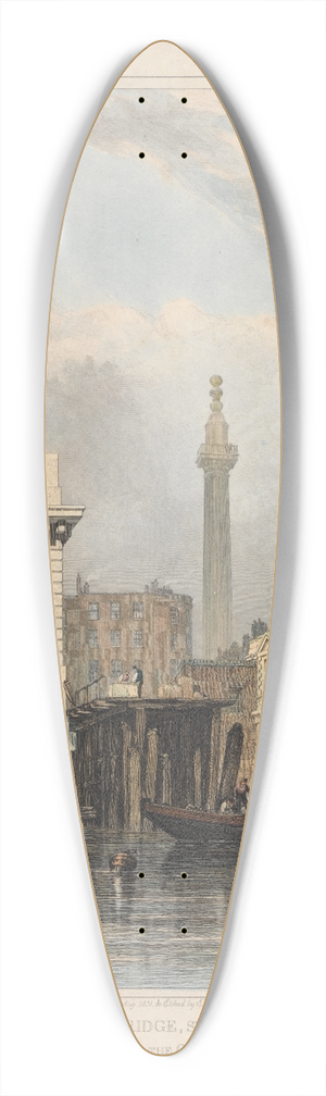 Edward William Cooke - Steps of New London Bridge, St. Magnus, the Monument and Part of Old Bridge 39.3 inch art pintail longboard deck