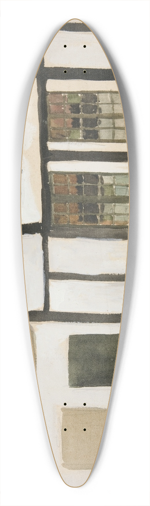 Edwin Austin Abbey - Sketch of exterior of a Tudorhouse 39.3 inch art pintail longboard deck