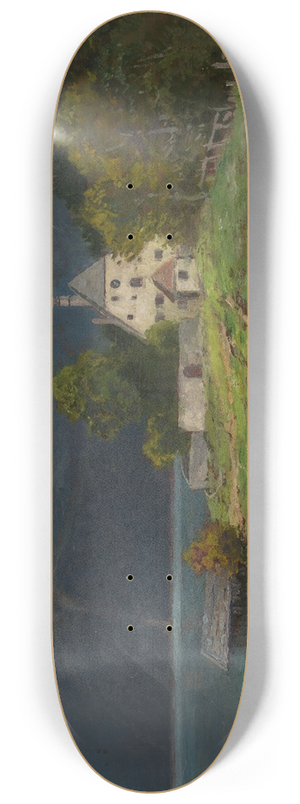 Carl Ernst Morgenstern - Landscape with a lake in the mountains 8.25 inch art skate deck