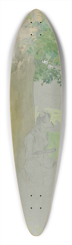 Edwin Austin Abbey - Woman seated beneath a tree,reading 39.3 inch art pintail longboard deck