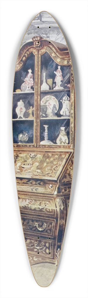 Edwin Foley - Inlaid walnut bomb bureau-cabinet 39.3 inch art pintail longboard deck
