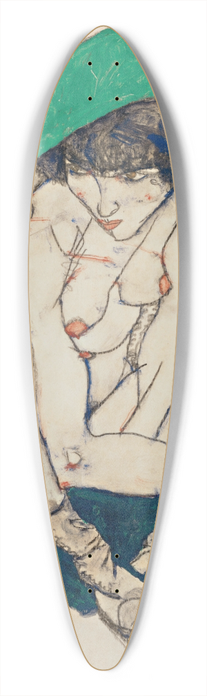 Egon Schiele - Crouching Woman with Green Headscarf 39.3 inch art pintail longboard deck