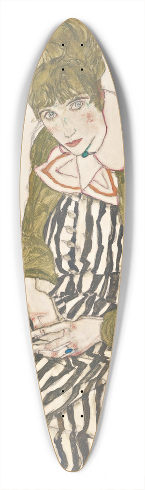 Egon Schiele - Edith with Striped Dress, Sitting 39.3 inch art pintail longboard deck