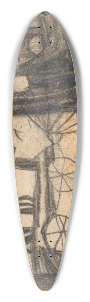 Egon Schiele - Eisenbahn (Kinderzeichnung) 39.3 inch art pintail longboard deck