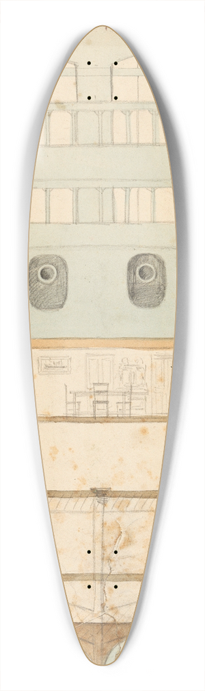 Egon Schiele - Entwurf zu einem Kriegsschiff-Spielzeug 39.3 inch art pintail longboard deck