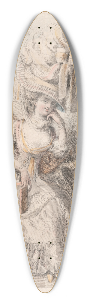 Elias Martin - Young Woman by a Fire Reading a Book 39.3 inch art pintail longboard deck