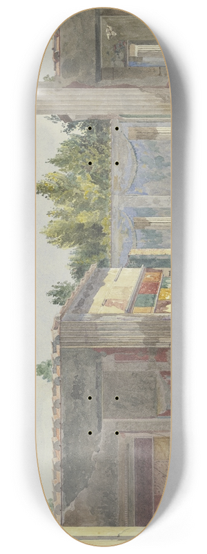 Carl Friedrich Heinrich Werner - Die Casa di Sallustio und umliegende Ruinen in Pompeji 8.25 inch art skate deck