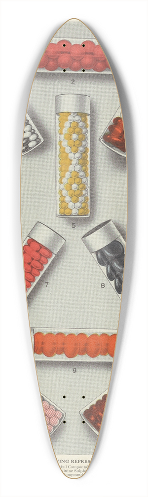 Eli Lilly & Company - Display samples only, Lilly Pills 39.3 inch art pintail longboard deck