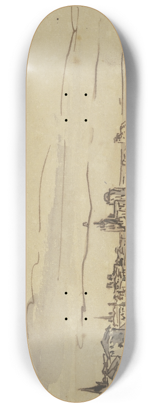 Carl Friedrich von Rumohr - Stadt am Meer mit Befestigung 8.25 inch art skate deck