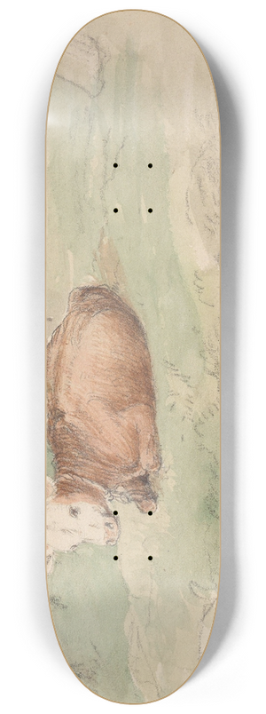 Adolph Tidemand - Liggende kalv 8.25 inch art skate deck