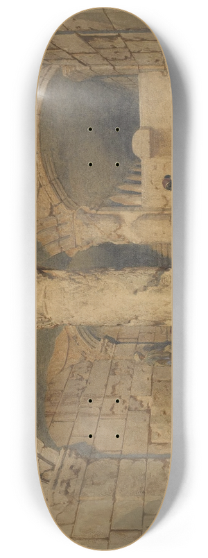 Carl Haag - Arab figures in avault withinthe Al-aqsa mosque, Jerusalem 8.25 inch art skate deck