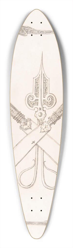 Erasmus Hornick - Design for Spoon, Fork, Two Knives (Crossed over scissors), Scissors, Ear Spoon and Toothpick 39.3 inch art pintail longboard deck